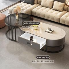 Bàn trà sofa elip TC khung đen GM149