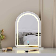 Gương để bàn trắng viền đèn LED - GP402