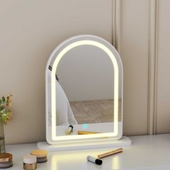 Gương để bàn trắng viền đèn LED - GP402