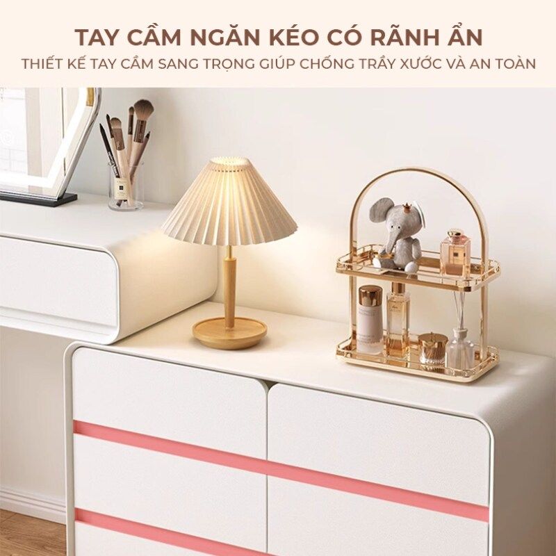 Bàn trang điểm TC chân sắt đen gỗ trắng GM154