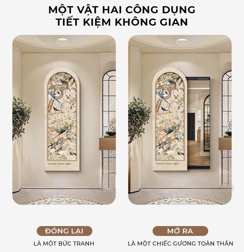 Gương trượt treo tường in tranh - GP382