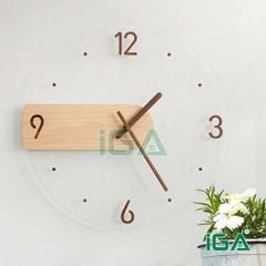 Đồng hồ treo tường trong suốt kết hợp gỗ - GP384.06