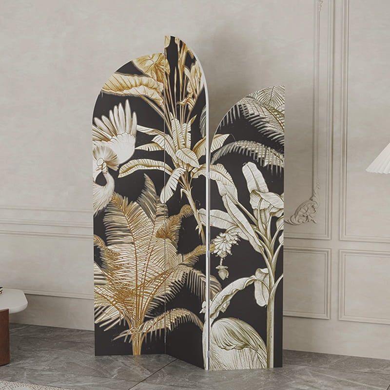 Bình phong in bộ 3 cánh họa tiết cỏ lau IG416.2