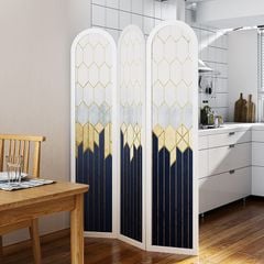 Bình phong  vách ngăn thiết kế in hoạ tiết xanh dương - BP.IN.12