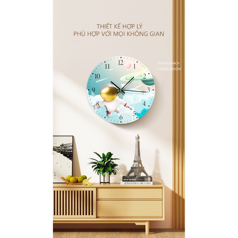 Đồng hồ treo tường hình in UV dáng tròn hiện đại - GD.02