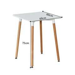 Bàn ăn mặt vuông trắng chân gỗ phong cách hiện đại - GP237