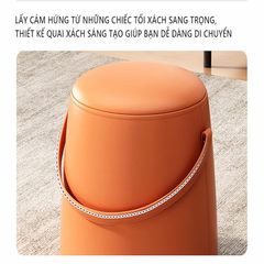 Ghế đôn da tròn trang trí có quai xách - GC25