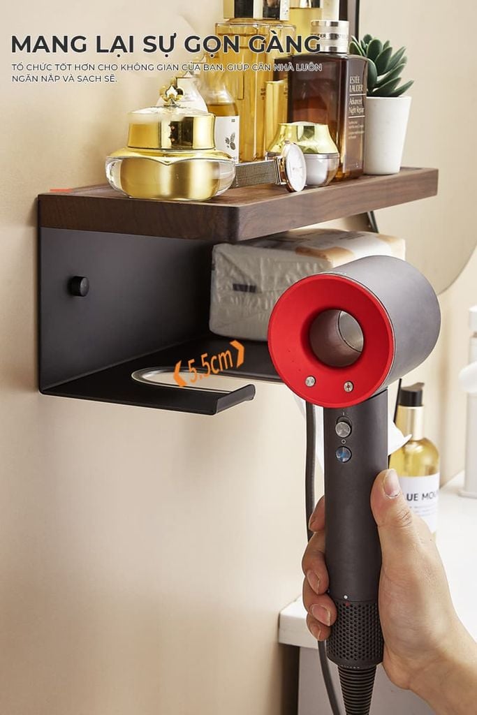 Kệ máy sấy tóc dán tường nhỏ gọn và chắc chắn - GM197