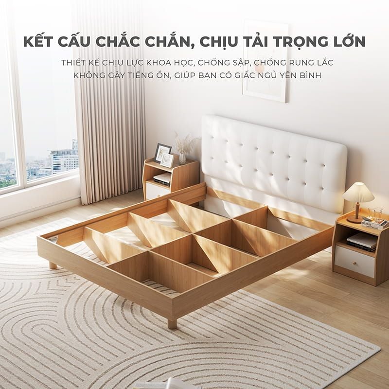 Giường bay vân gỗ trắng cao cấp - GP347