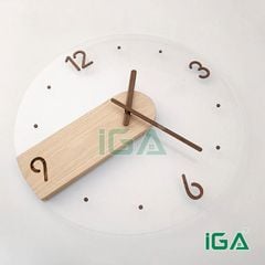 Đồng hồ treo tường trong suốt kết hợp gỗ - GP384.06
