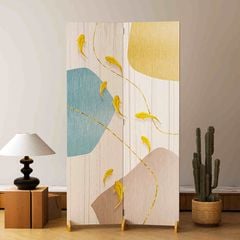 Bình phong vách ngăn 2 tấm canvas Nghệ thuật Cá Vàng - GP407