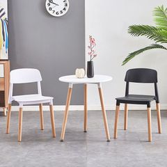 Bàn trà tròn trắng chân gỗ chéo phong cách hiện đại - GP238