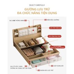 Giường Ngủ Thông Minh Nâng Hạ Có Ngăn Kéo, Kệ Sách - GP235