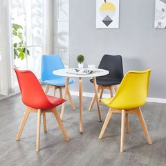 Bàn trà tròn trắng chân gỗ chéo phong cách hiện đại - GP238
