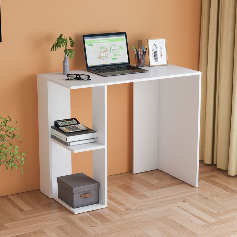 Bàn học gỗ trắng kèm kệ sách phong cách tối giản - GP221