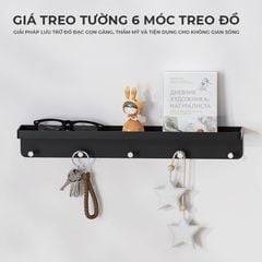 Kệ đa năng dán tường có 6 móc treo - GM186