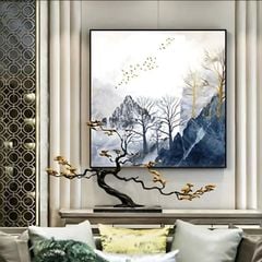 Tranh Treo Tường Vuông Đơn Bướm và Núi - GD37