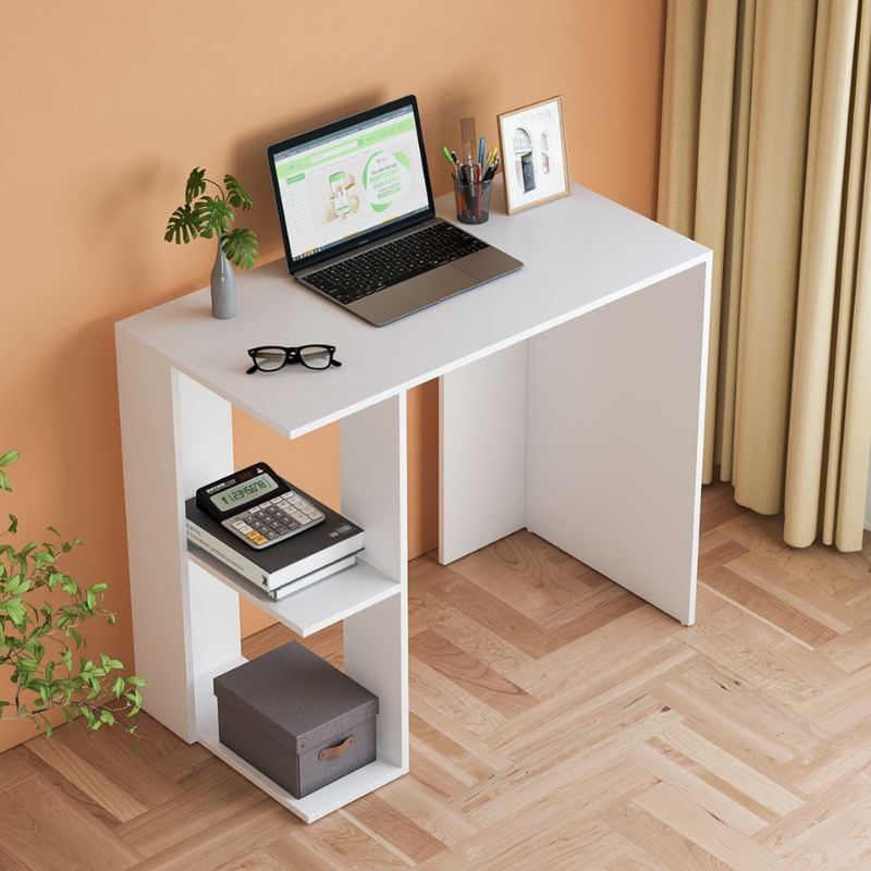Bàn học gỗ trắng kèm kệ sách phong cách tối giản - GP221