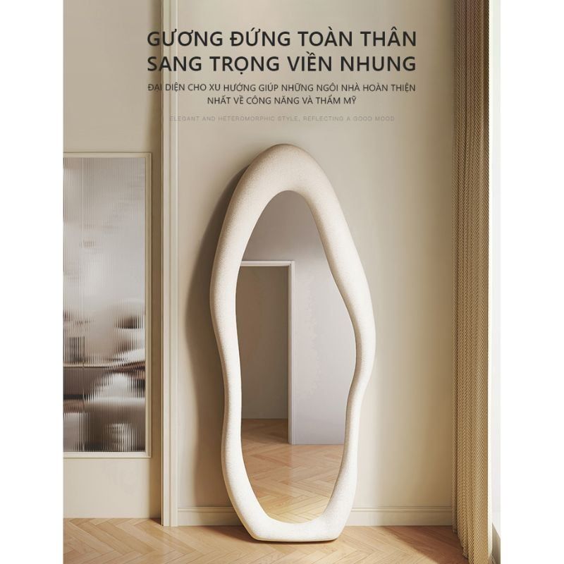 Gương soi toàn thân bọc nỉ kiểu dáng uốn lượn - GP275