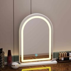 Gương để bàn trắng viền đèn LED - GP402