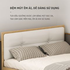 Giường đơn có ngăn kéo vân gỗ trắng 1m6x2m GP239