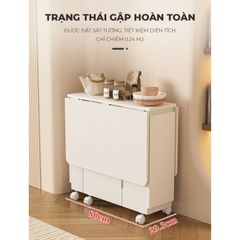 Bàn ăn thông minh trắng, có bánh xe di chuyển dễ dàng, tiện lợi - GP372