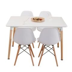 Bàn ăn hình chữ nhật trắng chân gỗ phong cách hiện đại - GP236
