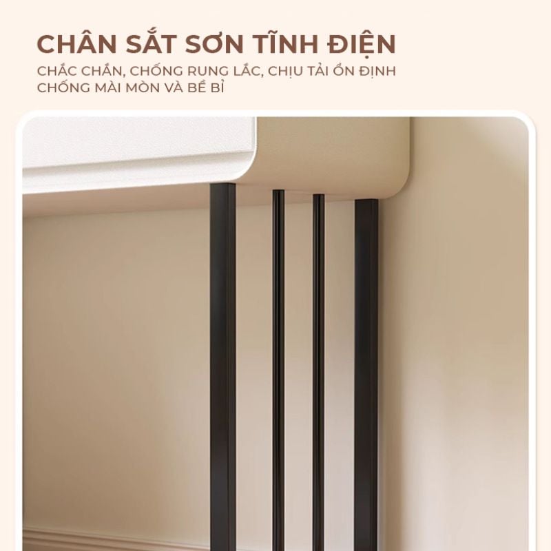 Bàn trang điểm TC chân sắt đen gỗ trắng GM154