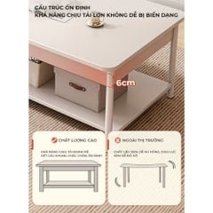 Bàn trà chữ nhật cafe 2 tầng full trắng - GM137