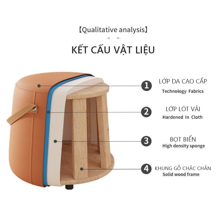 Ghế đôn da tròn trang trí có quai xách - GC25