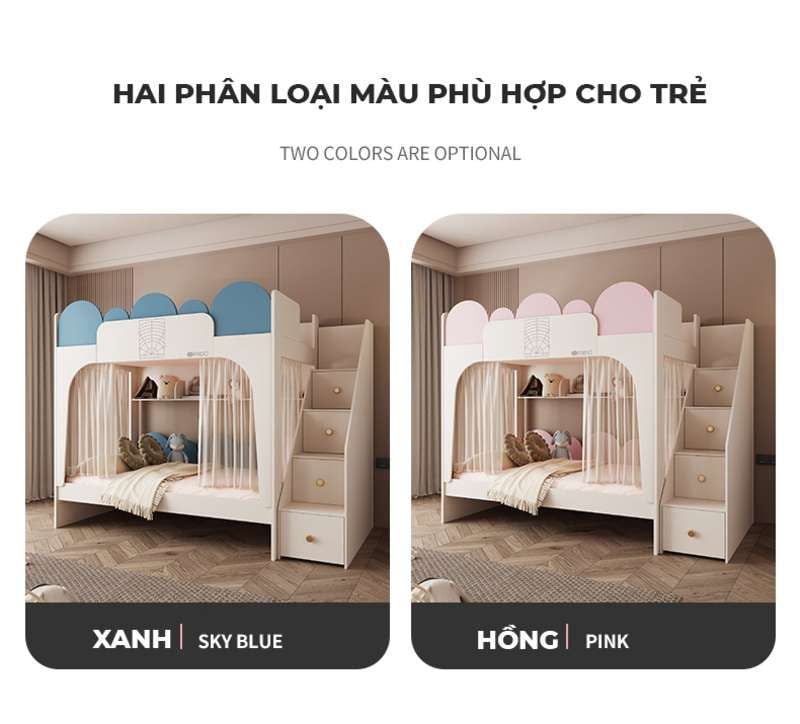 Giường tầng trẻ em, thông minh, phong cách dễ thương, hiện đại - GP360