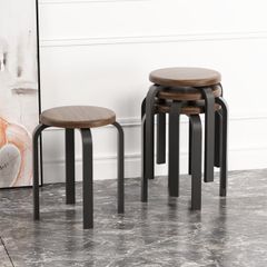 Ghế chân sắt mặt gỗ màu óc chó - GM104