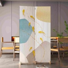 Bình phong vách ngăn 2 tấm canvas Nghệ thuật Cá Vàng - GP407