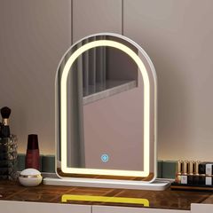 Gương để bàn trắng viền đèn LED - GP402