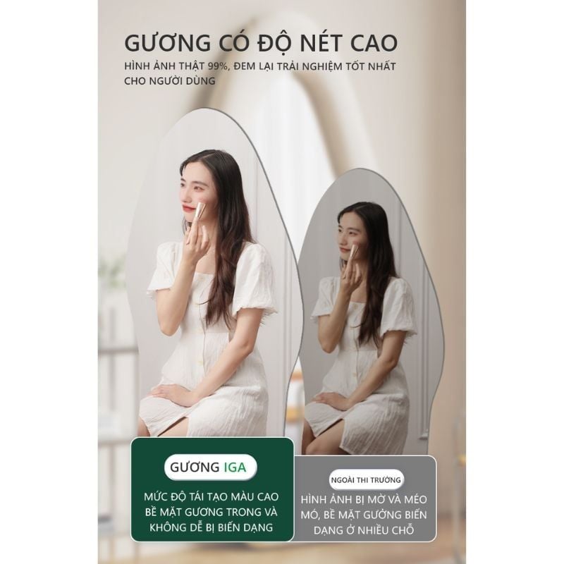 Gương soi toàn thân bọc nỉ kiểu dáng uốn lượn - GP275