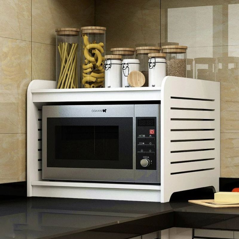 Kệ lò vi sóng gỗ nhựa nhiều tầng màu trắng - IG257