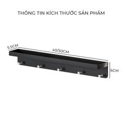 Kệ đa năng dán tường có 6 móc treo - GM186