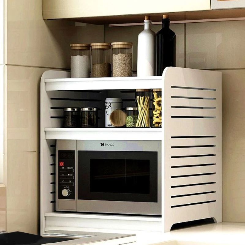 Kệ lò vi sóng gỗ nhựa nhiều tầng màu trắng - IG257