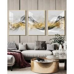 Tranh Treo Tường Bộ 3 Tấm Vàng Đen - GD42