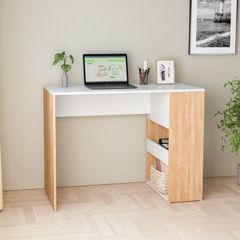 Bàn học gỗ trắng kèm kệ sách 3 tầng - GP225