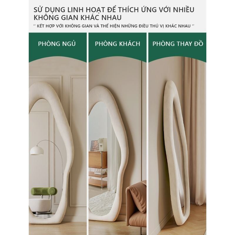 Gương soi toàn thân bọc nỉ kiểu dáng uốn lượn - GP275