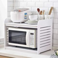 Kệ lò vi sóng gỗ nhựa nhiều tầng màu trắng - IG257
