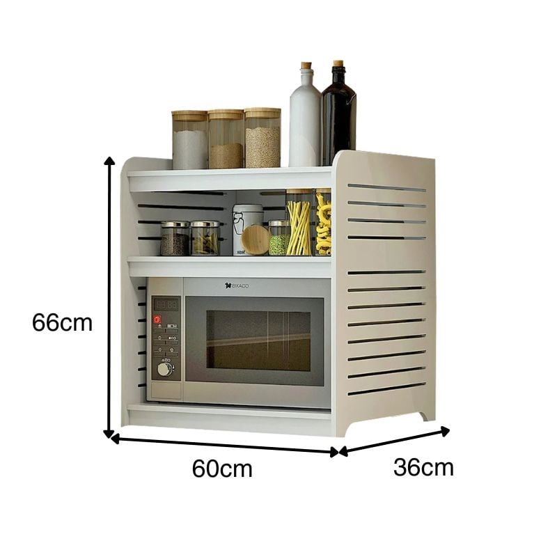 Kệ lò vi sóng gỗ nhựa nhiều tầng màu trắng - IG257