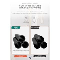 Cây treo quần áo uốn khung đen đế gỗ trắng - GM91