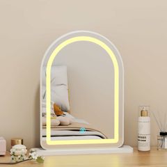 Gương để bàn trắng viền đèn LED - GP402