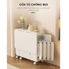 Bàn ăn thông minh trắng, có bánh xe di chuyển dễ dàng, tiện lợi - GP372