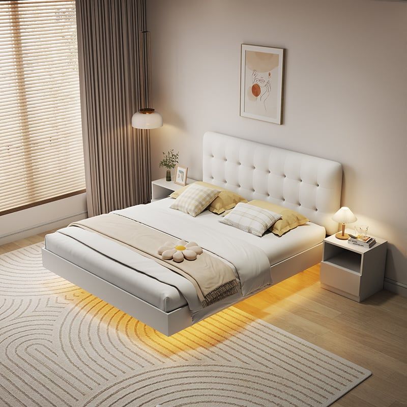 Giường bay vân gỗ có đệm giường màu trắng - GP346