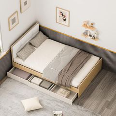 Giường đơn có ngăn kéo vân gỗ trắng 1m6x2m GP239