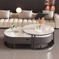 Bàn trà sofa elip TC khung đen GM149