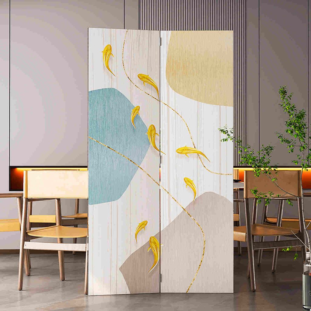 Bình phong 2 tấm canvas Nghệ thuật Cá Vàng - GP407
